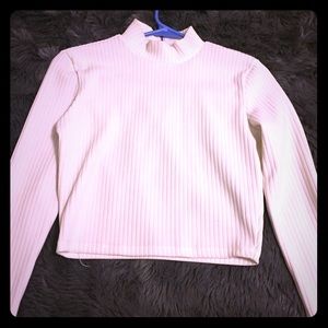 Cropped white turtleneck
